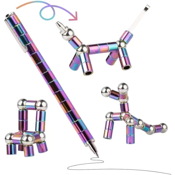 Magnetisk Fidget-penn - Rolig multifunksjonell skriveleke for tenåringer | Bra gaveidé for gutter og jenter i alderen 10-15 år - Svart