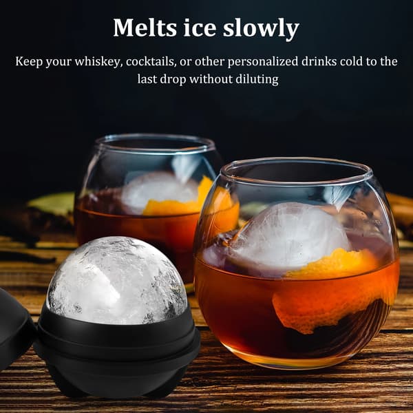 Silikone isboldforme 3-pak, 3 tommer runde isterningbakker med indbygget tragt til whisky, sort