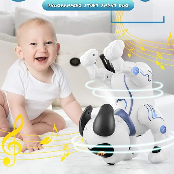 Stunt Robot Dog Toy, Interactive and Programmable for Ages 6-10, Voice Controlled Electronic Stunt and Rechargeable Battery for Extended Use