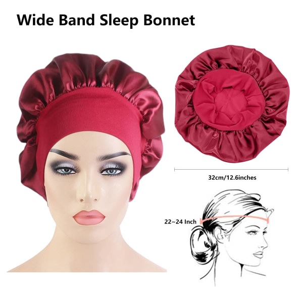 Satinbonet Silke Bonnet Hårhuv for at sova Satin Bonnet for hår Bonnets for Women Silke Bonnet for naturligt hår Lys lilla