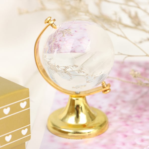 CDQ Guldstativ Crystal World Globe Heminredning Brithday Gift W