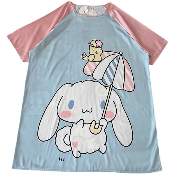 Sanrios Kawaii Cinnamoroll Is-Silke Nattlinne Sommar Kortärmad Tunn Mellanlång Plus Size Lös Pyjamas XL-storlek-170CM XL-size-170CM R2259