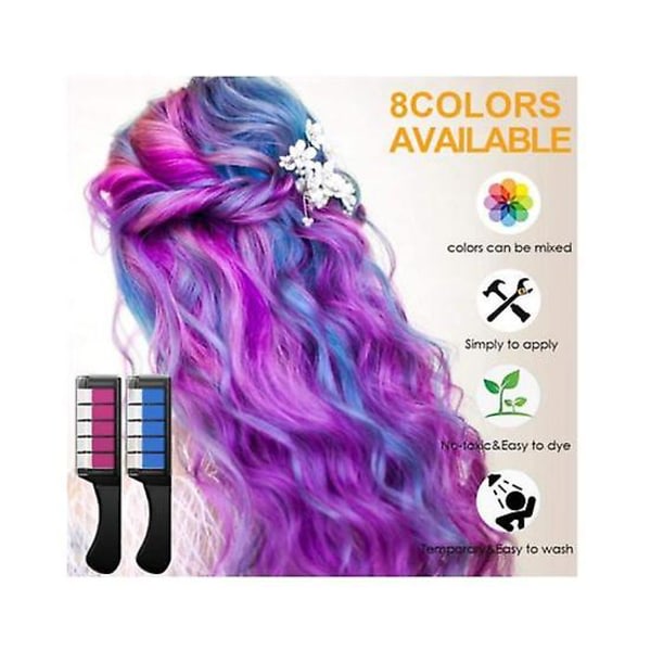 Hywell Hair Chalk Comb 8 farver Midlertidig vaskbar farve hår Ch