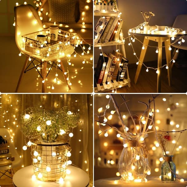 Twinkle Effekt, Batteridrevne Globe Lyslenker, Vanntett Design, Varmhvit LED