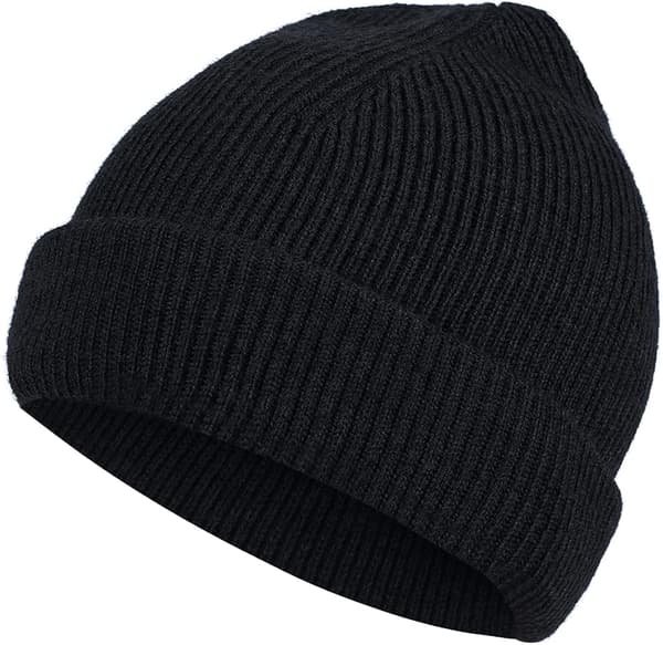 Stickad mössa i 100 % merinoull, unisex, varm vintermössa, mjuk