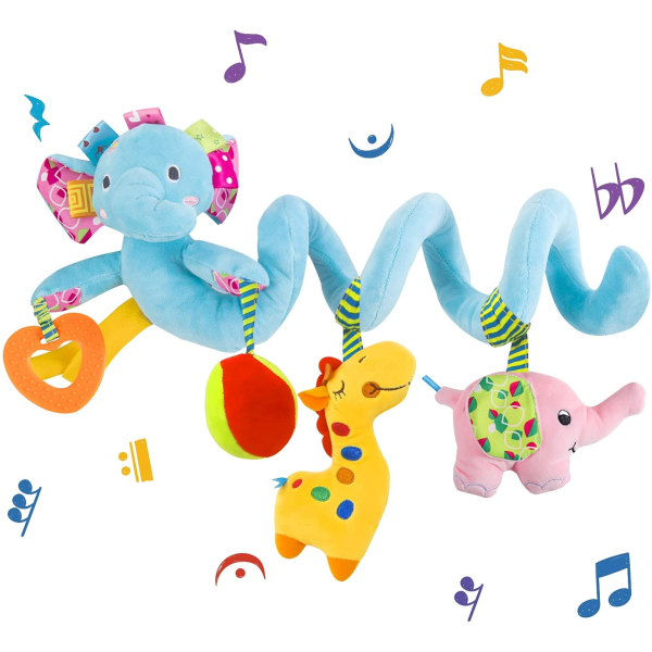 CDQ Dekorativt hängsmycke för spjälsäng , Spiral Plush Toys Blå elefant