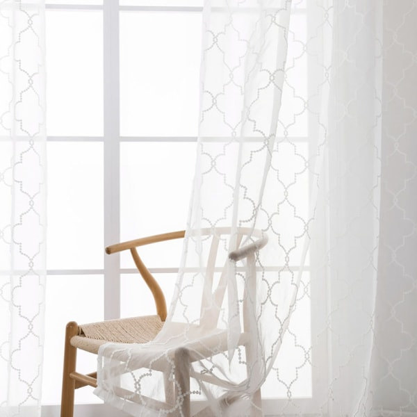 Broderede Halv-Voile Gardiner