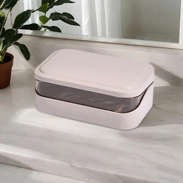 Soap Dish with Lid - Double Storage Box for Bathroom, Kitchen or Travel - Waterproof and Space-Saving Design