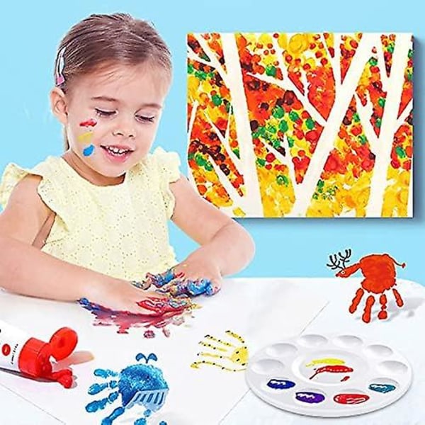 Färgbricka-paletter, Målarpall, Färghållare, Målarpalett, Plastpalett, Målarbricka-paletter for barn å mål eller föda 10stk-hvit