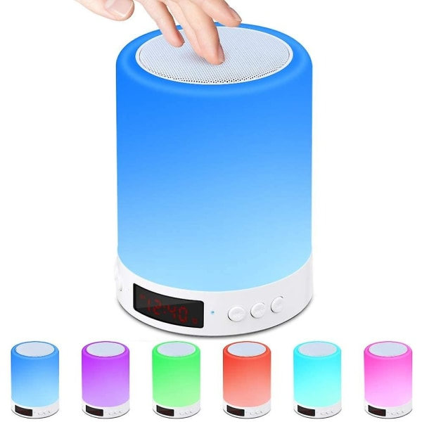Bluetooth-högtalarlampa. Touch-sensor nattlampa Sänglampa med väckarklocka