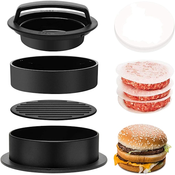 3-in-1 Stuffed Burger Press, 200 Papers, Gourmet Kitchen Tool