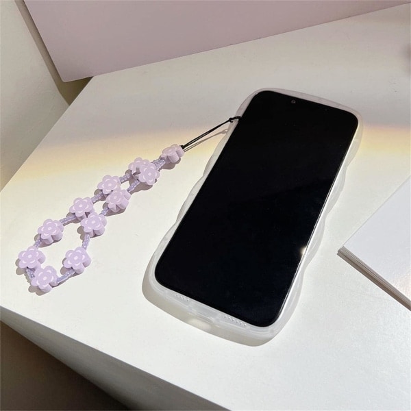 Kompatibel med iPhone 12 Pro Max skal med söt lila blomma blommönster Design Estetisk kvinnor iPhone 12 Pro Max + Kedje-blomma