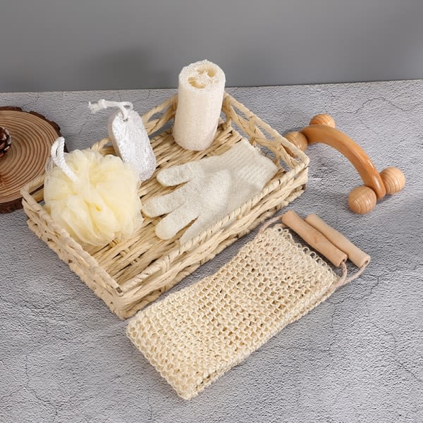 1 sett Spa Hjerteformet gaveeske Badhud Rengjøringssett Spa Gave Hvit 6PCS