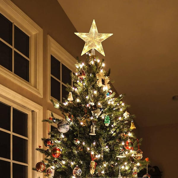 Julestjerne med 10 LED-lys, juletretopper, lys opp juletrestjernen, juletrestjerne, juletretopper, til jul
