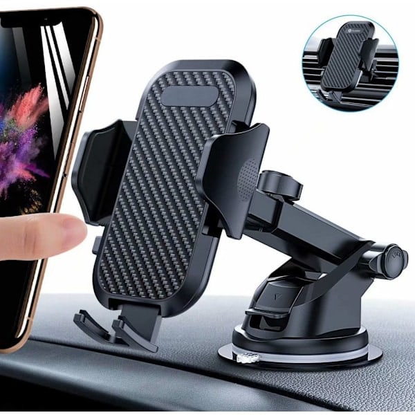 3-i-1 Mobilholder for Bil, Mobilholder Luftventil & Sugekopp, Universell Bilholder, Smartphoneholder