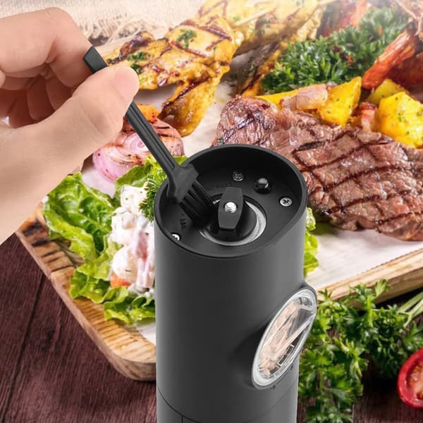 Transparent Spice Grinder Container, Automatic Operation, Adjustable Coarseness, Sleek Modern Design, Rechargeable Pepper Mill for Home Cooking