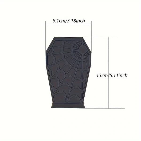 Gothic Coffin-Shaped Makeup Brush Holder with Spiderweb - Lightweight Plastic Desk Organizer, Suitable for Dressing Table or Office Decoration Black Black