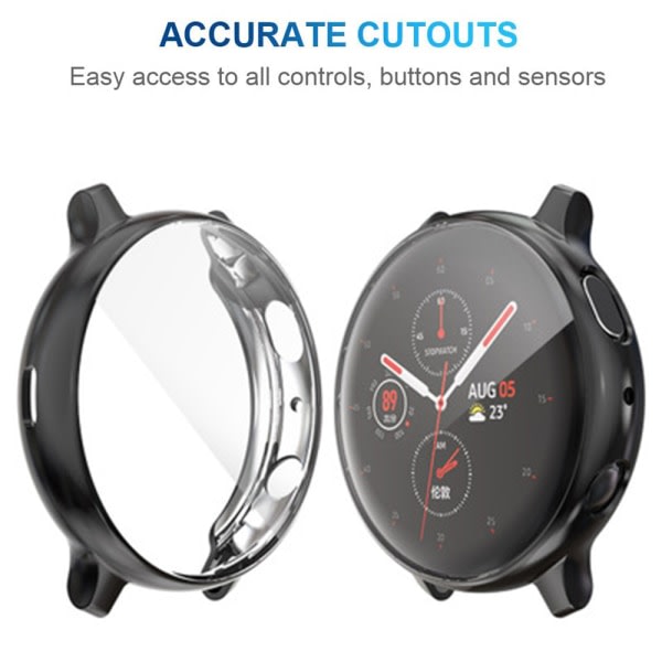 CDQ 2st Kompatibel med Galaxy Watch Active2 Case 40mm, TPU Bumper Transparent + black