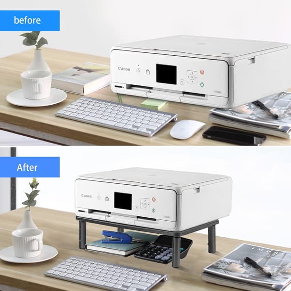 Computerskærmstativ, Metal til bærbar computer, printer, notebook og alle fladskærme med ventileret platform, 3 højdejusterbare positioner -tfrf