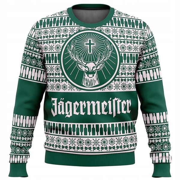 Bebetter Jagermeister Karnevaali Joulupaita Pusero Mies 3D Swe Vihreä XL Green XL