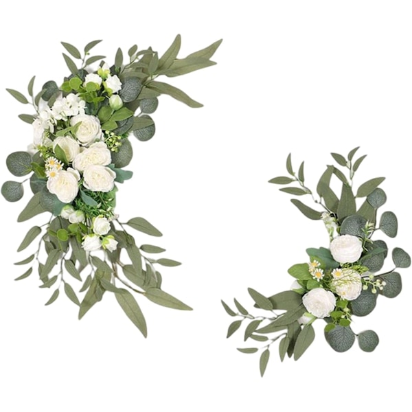 Bryllupsbue Blomster, 2 stk Pion Dekorative Blomstergirlander, Kunstige Grønne Blad Silkeblomster for Bryllup, Bue, Båge, Bryllup