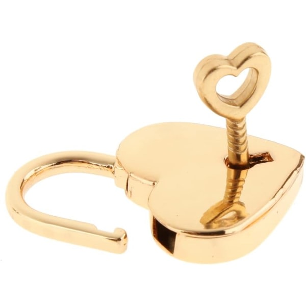 Pieni sydämenmuotoinen metallilukko, minilukko avaimella korurasialle Säilytyslaatikko Päiväkirja, 2 kpl, kulta