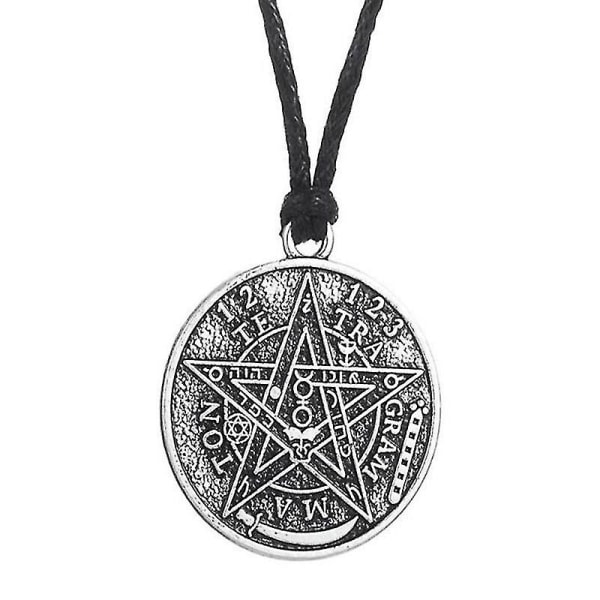 Tetragrammaton Pentagram Halsband Hänge för män Gotisk Wiccan Pentacle Talisman Seal Of Solomon Amulet Choker Smycken Presenter chain