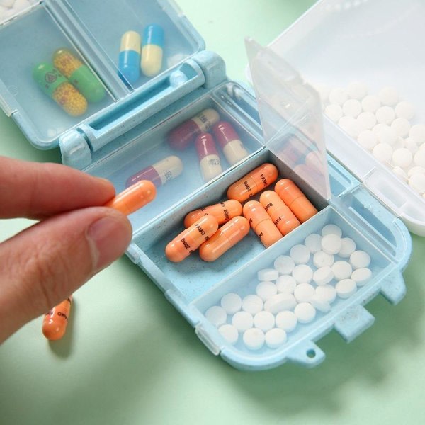 piller burkar medicindosett piller låda pillerbehållare 8 fack orange/vit orange/vit