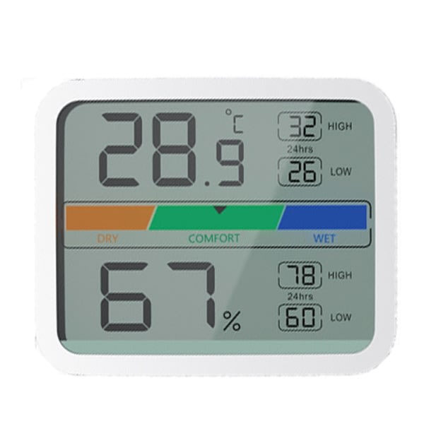 Inomhustermometer, digitaalinen lämpötila-och luftfuktighetsmätare med indikaattori för min och max