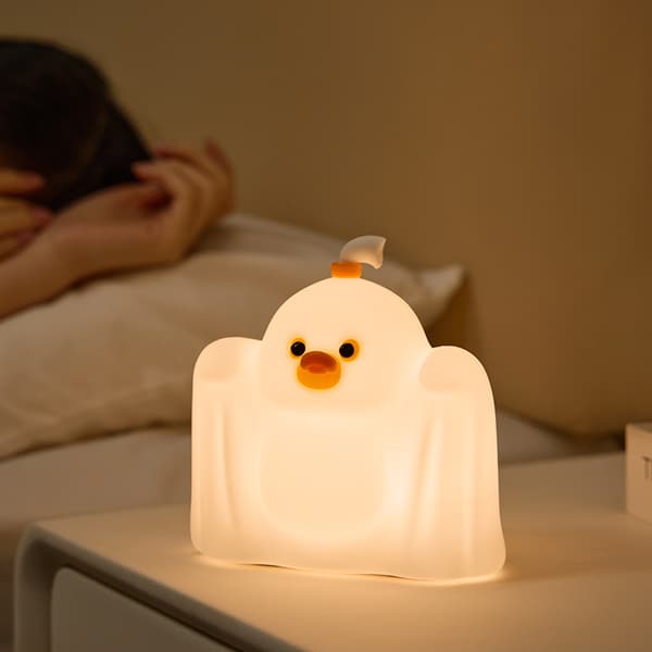 And natlampe til børn, dæmpbar LED silikone touch-lampe med 3 lysstyrkeniveauer, 30 min. timer, USB-C genopladelig, sød gave til børneværelset