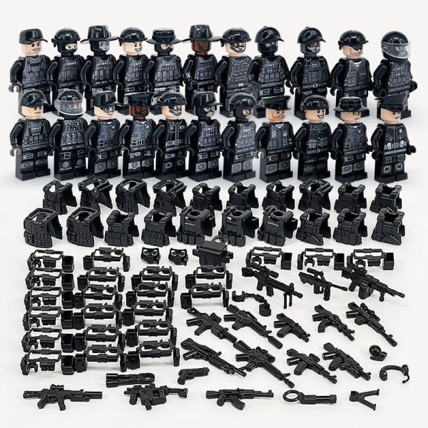 Leksaksbyggstenar SWAT SDU 22 figurer + vapen f?r barn Cobi Cada-kompatibel