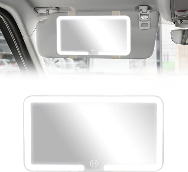 Sun Visor Mirror - with - LED - Makeup Mirror - Car - Rechargeable - White - Lamp - 23 - 5 - cm - 12 - 8