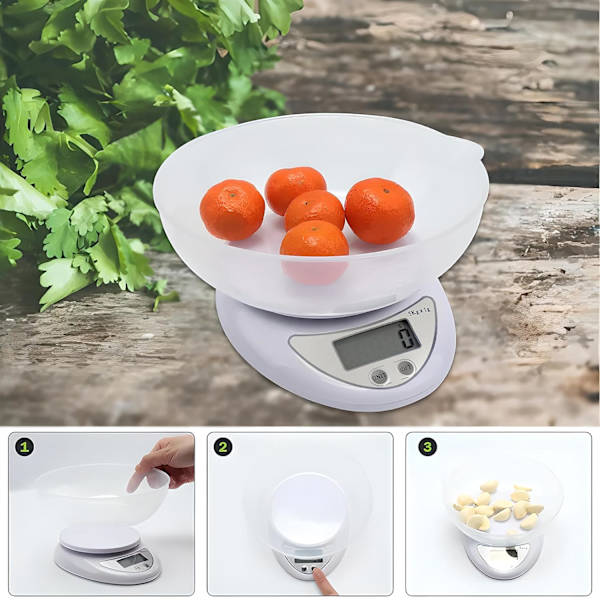High-Precision Electronic Kitchen Scale, 5 kg Load Capacity, 800 ml Bowl Capacity, 5 Units and Tare Function