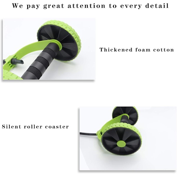 Two-Wheel Abdominal Roller with Elastic Band, Adjustable Dynamic Core Workout Equipment for Core Strength and Body Sculpting