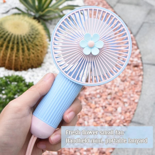 Smart Handhållen Liten Fläkt Tecknad Klar Liten Blomma 3 USB-laddning Studentpresent Rep Liten Fläkt