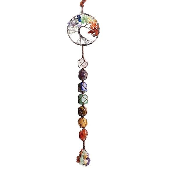 Hanging Decoration with Chakra Crystals, Multicolored