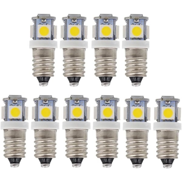 10-pack E10 9V kallvita 5SMD 5W LED-lampor (kallvit, 9V)