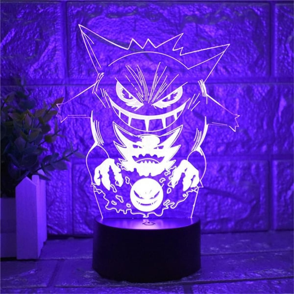 Piirretty Elf Gengar Yövalo 3D Illuusio LED-valo Lapsille
