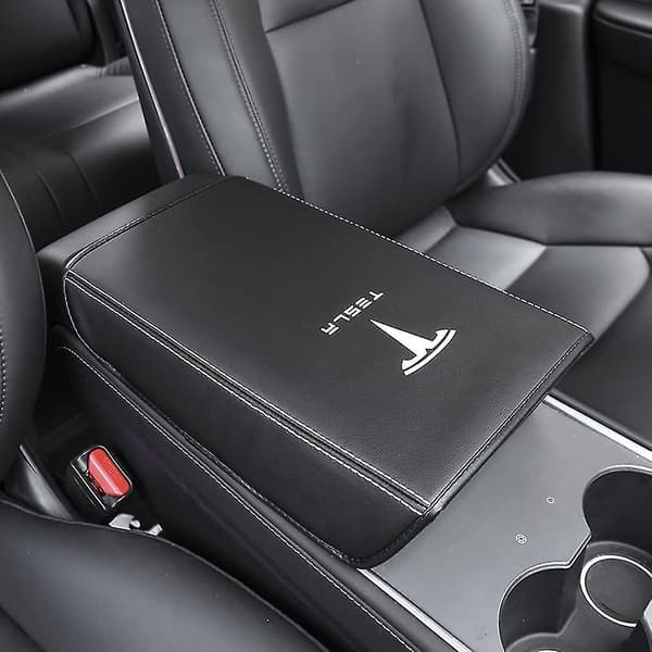 Bilarmrestöverdrag for Tesla Model 3 Model Y PU-lær Center Console Protector Pad Bil Vanntett Armrest Box Matte for Model 3 2017-2022 Mo