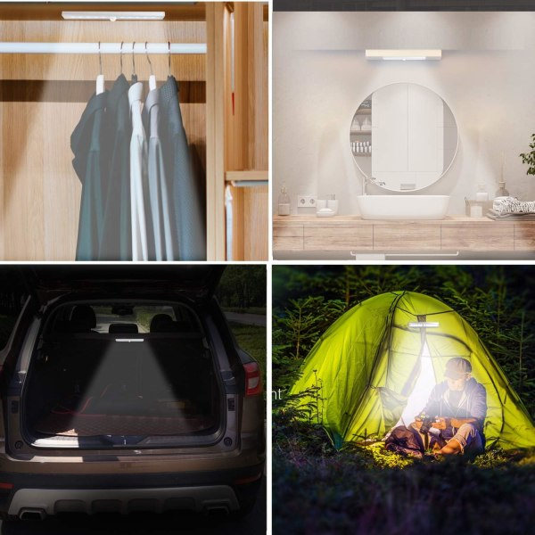 CQBB Skaplys med sensor, bevegelsessensorlampe, 10 LED-nattlys med magnetstripe, USB-drevet (trådløs), automatisk skaplampe