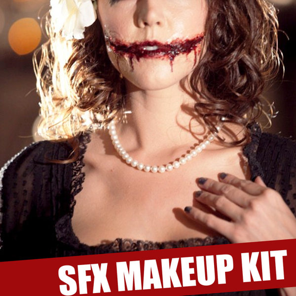 Halloween Makeup Kit kanssa Spatel Scars Wax Fake Blood Gel För maskeradfest 1