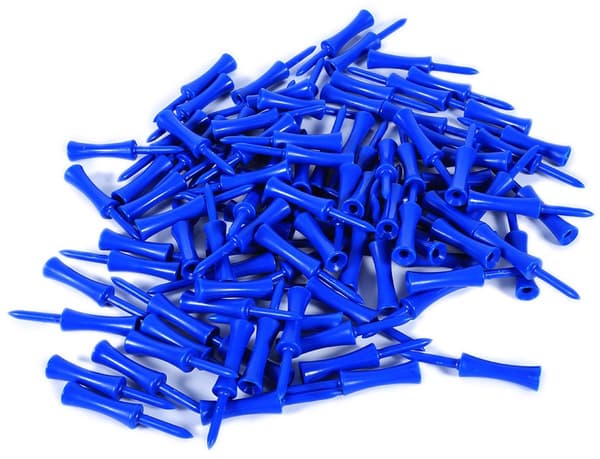 Golf tees i plastik, 100 stk. – Blå, 68 mm, tilfældig farve - Golftilbehør - Golfsæt - Golf tee