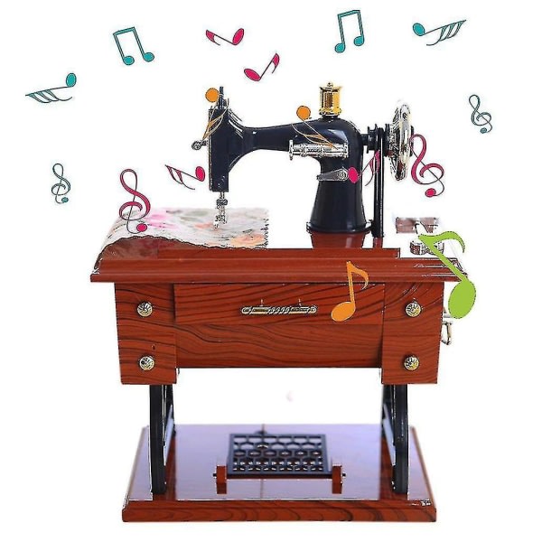 Mini symaskine spilledåse mekanisk fødselsdagsgave bordindretning
