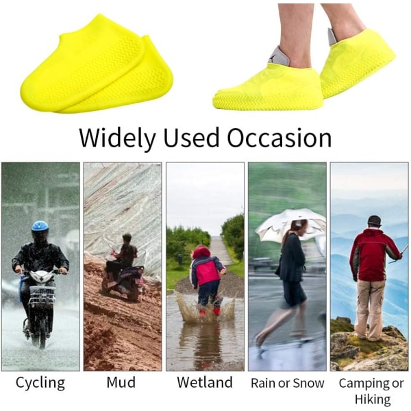 (Stor gul) Vattentät silikon skoskydd för regn, återanvändbar