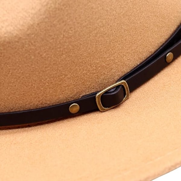 Emä Bältesspänne Fedora Hatt Klassisk Panamahatt i filt med bred brätte
