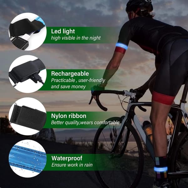 USB, rechargeable LED, armband, 2, pack reflective safety armband - For running