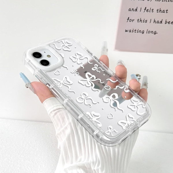 Yhteensopiva iPhone 12/12 Pro Kuori Söpö Peili Rusetti Rakkaus Sydän Kuvio Tytöille Nauha Design Iskunkestävä Suojaava Puhelin iPhone 12/12 Pro