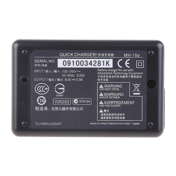 Batteri Snabbladdare Mh-18a For Nikon En-el3e En-el3a D70 D80 D90 D300 D700 Us Svart ingen