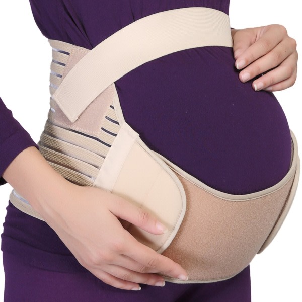 1 Styck Beige L-kod Sommar Tunt Andningsbart midjeskydd Stødbälte under graviditeten Postpartum Bukstödsbälte CDQ