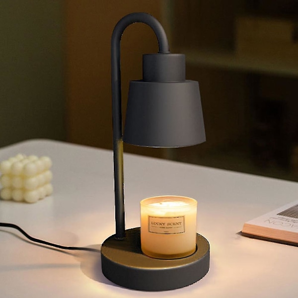 Elektrisk Lyssmeltebordlampe Retro Lysopvarmningslampe Sikker Lyssmeltevarmer Lysdæmperkontakt til Soveværelsesdekoration (Sort, EU-stik)